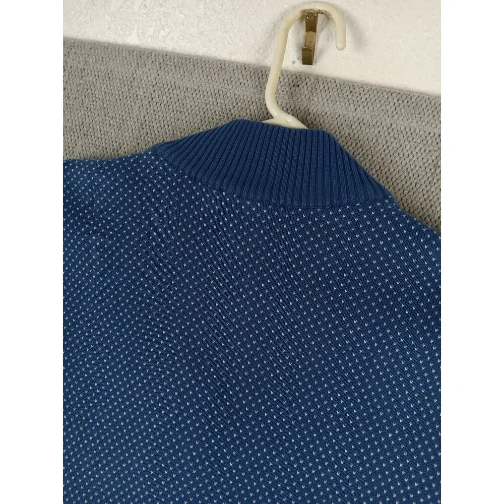 Vineyard Vines Quarter Zip Knit Sweater Mens‎ Large Blue Repeating Anchors
